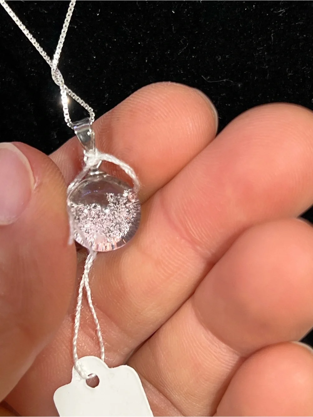 Handcrafted Pink Glass Orb Pendant Necklace - Women Jewelry